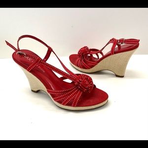 Anne Klein Red Sandal Size 6 with 4” Heel
